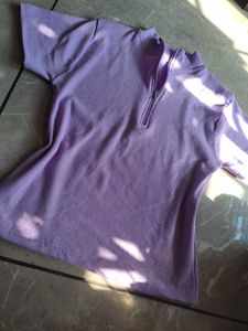 Lavender Zip-Up Short Sleeve Top