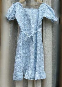 Blue Puff Sleeve Dress