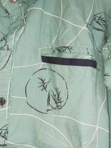 Green Patterned Long Sleeve Shirt