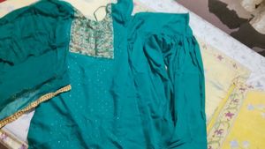 Teal Embroidered Salwar Suit unused