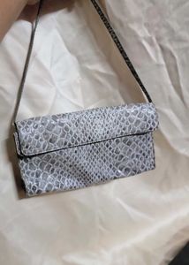 Gray Sisley Paythonskin Embossed Shoulder Bag