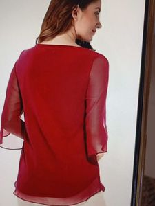 Elegant Red Chiffon Top