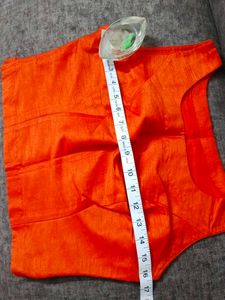 Orange raw silk  choli cut never used Blouse