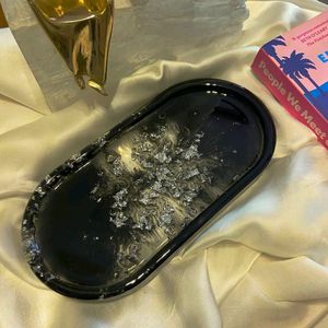 RESIN BLACK OBSIDIAN TRINKET TRAY🖤