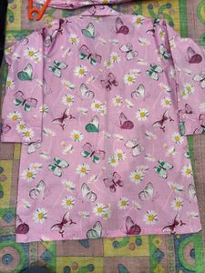 Stitched Pink Butterfly Night Suit