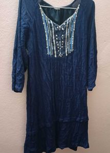Blue A-line Dress.