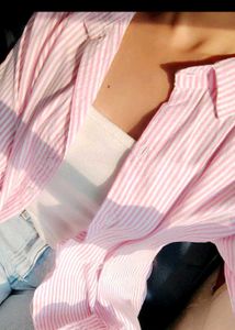 Pink Striped Oversized Shirt