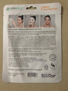 Mirabelle Papaya Facial Sheet Mask,made in Korea,No.1 K-Mask,Anti-aging,moisture,nourish.Specially designed for both men and women