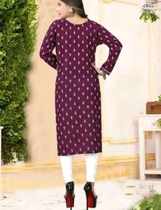 Elegant Purple Printed A-line Kurti for Women