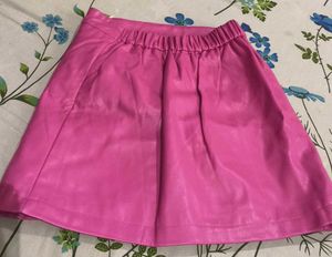Pink Faux Leather Mini Skirt