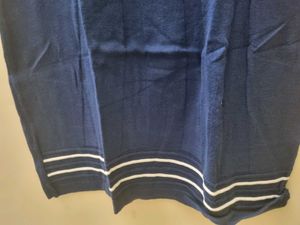 RIBBED KNITTED BLUE AND WHITE DRESS