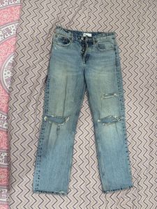 Zara Ripped Wide Leg Jeans