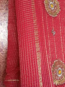 Red Embellished Saree