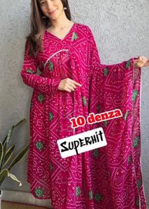 Pink Bandhani Kurti Set