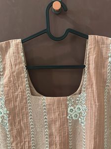 Peach Embroidered Kurta