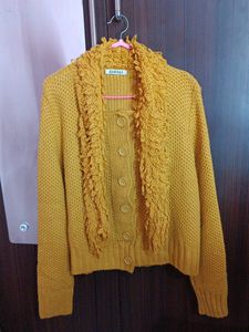 Retro Mustard Yellow Knit Cardigan