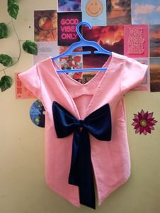 Back Bow V Neck Top