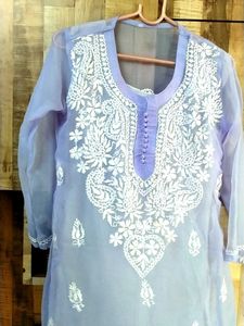 Lilac Embroidered Kurti With Inner
