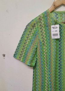 Trendy New Vintage Green Patterned Top