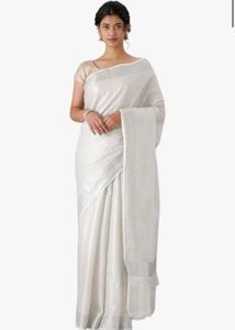 Onam Kerala Silver Tissue Silk Saree