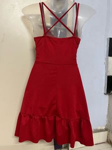 Pintrest Red Ruffle Hem Mini Dress