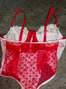 Red &amp; White Teddy Lingerie