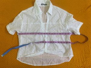 White Striped Sheer Shirt Fits S/M