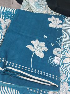 Elegant Blue Floral ,shirt fabric and stoll