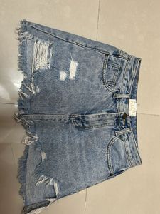 Distressed Denim Mini Skirt