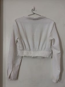 White Collared Crop Top