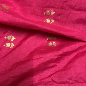 pink silk skirt with foil print