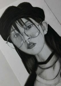 Girl with Glasses &amp; Hat Art