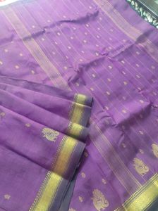 Purple And Green Dual Tone Silk Saree