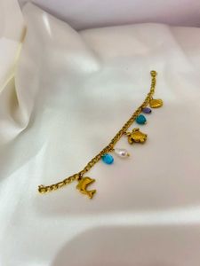 Gold Charm Bracelet with Sea Life Charms