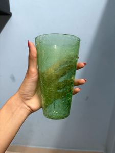 antique Green Crackle Glass