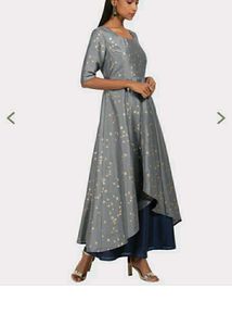 Indya Grey Foil Layered High Low DoubleLayer Tunic