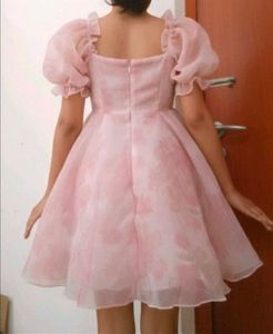 Pink Puff Sleeves Princess Mini Dress