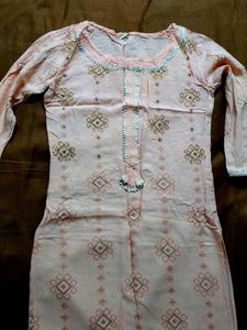 Peach Embroidered Kurta Set