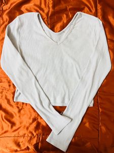 Grey Long Sleeve Crop Top