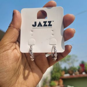 298. Silver Stone Studded Hoops