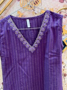 Purple Embroidered kurta set