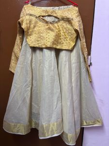 Gold & White Lehenga Set