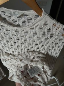 H&amp;M Off White Hole Knit Jumper