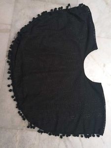 Black Crochet Pom-Pom Top