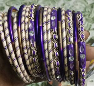 Purple & White Bangle Set