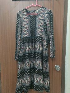 Paisley Print Long Sleeve Dress
