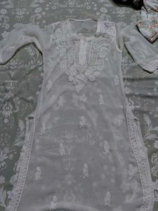 Elegant White Embroidered Kurta for Women
