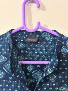 Elegant Blue Printed Kurta Dress