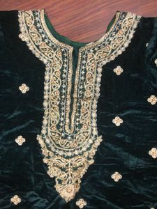 Elegant Green Velvet Kurta Set