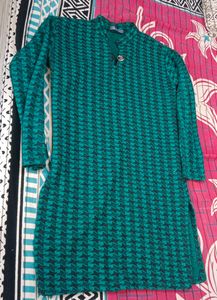 Dark Green + Black Woolen Kurta
